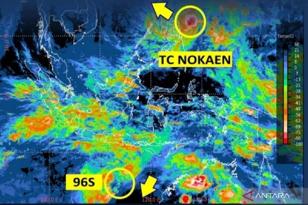 BMKG: Siklon Nokaen dan 96S Picu Hujan dan Gelombang Tinggi
